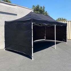 New in box $225 Heavy-Duty Black 10x20 FT Canopy with (4 Sidewalls) Ez Pop Up Outdoor Party Tent w/ Carry Bag
