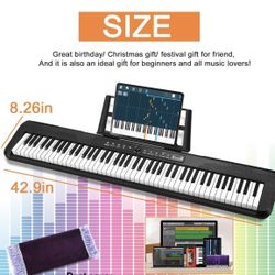 88 Key Digital Piano Full Size Semi Weighted Electronic Keyboard Piano with Music Stand, Power Supply, Sustain Pedal, Bluetooth, MIDI, for Beginner Pr