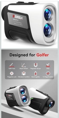Range Finder Golf, 1200 Yards Rangefinder with Slope, Magnetic Stripe, 7X Magnification, IP54 Water Resistant, Rechargeable Battery, Flag Pole Locking