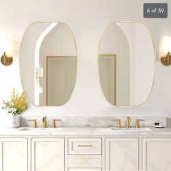 IN BOX- 2 pack oval 30x20inch gold vanity mirror