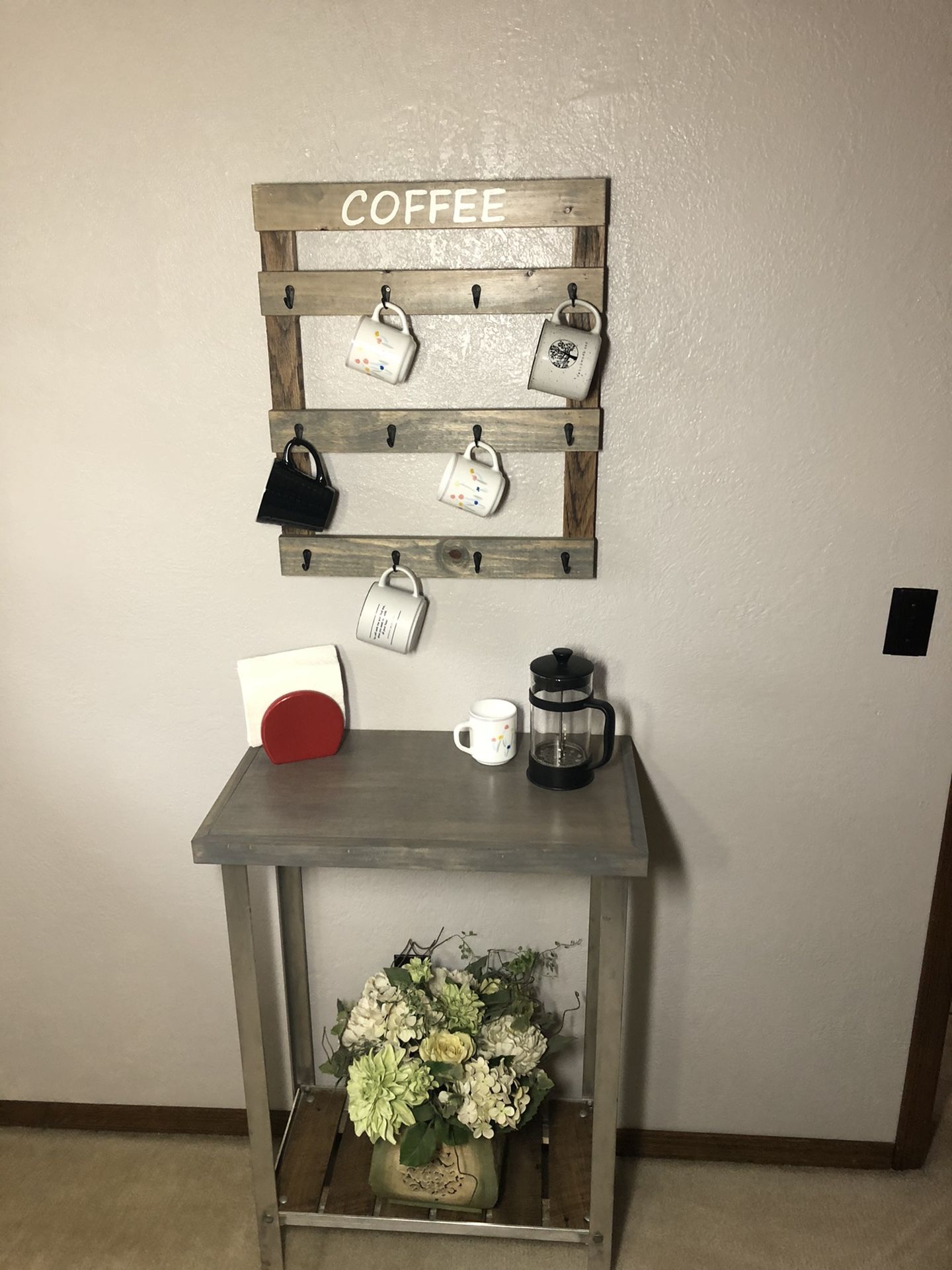 Coffee Bar (table and mug rack)