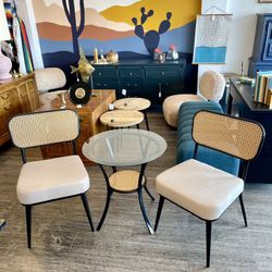 Bistro Table And 2 Cane Chairs - NEW