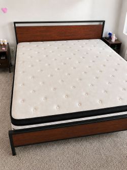 Newer King Vevor Platform Bed Frame and 12" Hybrid Pillowtop Mattress