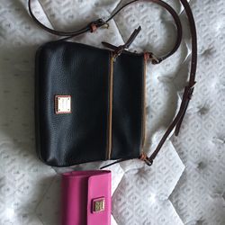 Black Cross Body Dooney & Bourke Purse, And Pink Dooney & Bourke Wallet