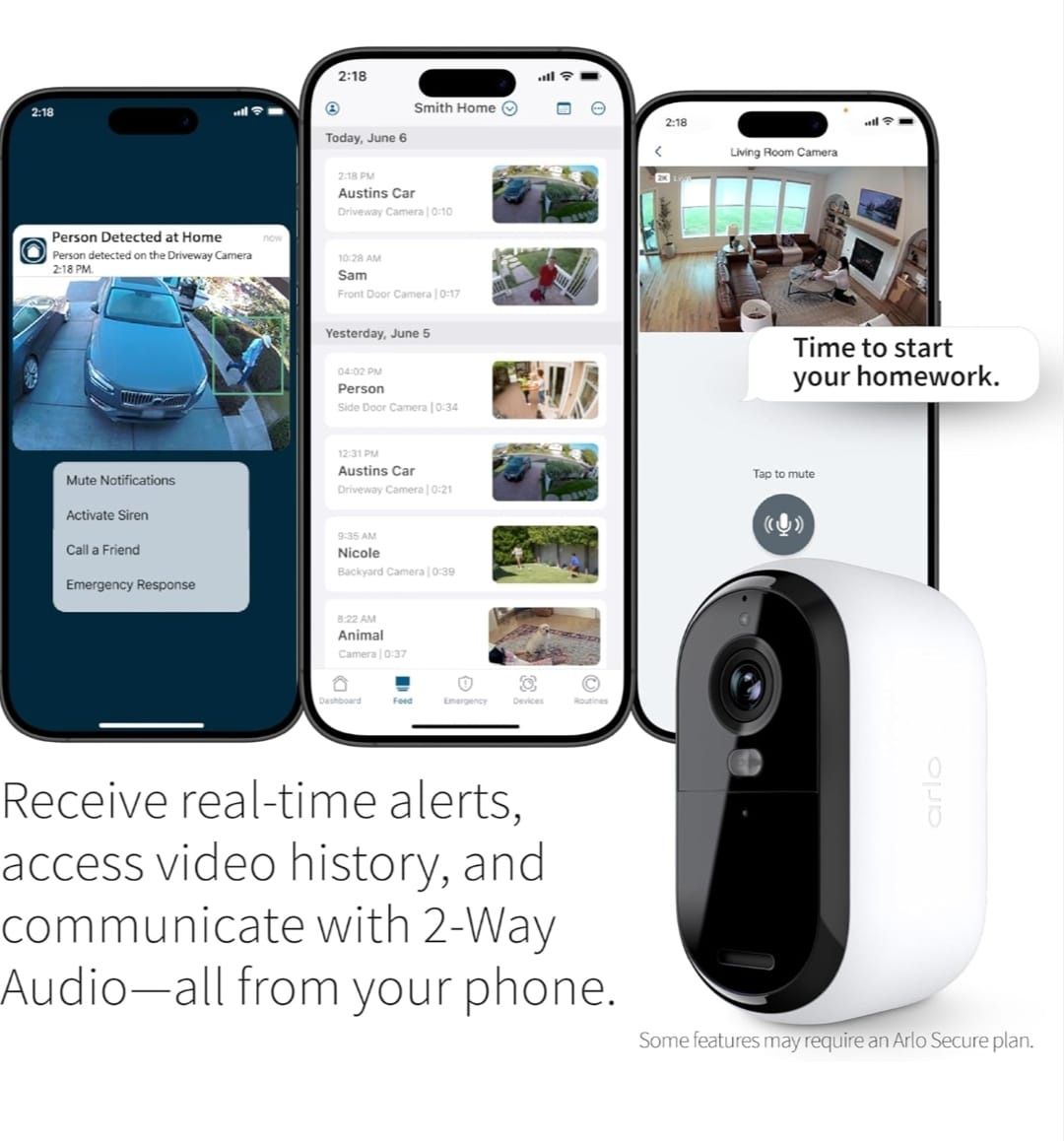 Arlo Essential Security Camera 2K |Outdoor - Indoor | 2nd Gen | Wireless with Spotlight, 2-Way Audio