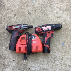 Milwaukee Compact Driver ,Drill Driver And Charger M12