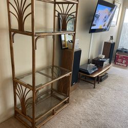 Mid Century Modern Rattan Shelves 