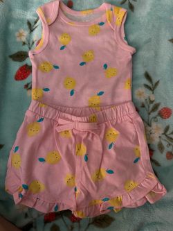 2 Piece Pink Lemon Baby Set 0-3 M