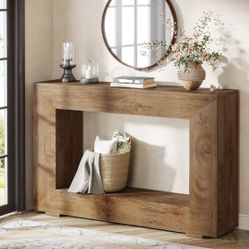 NEW! Wood Entryway Console Table, 47 inch Narrow Sofa Table with Storage, Industrial Hallway Accent Tables for Living Room, Entrance