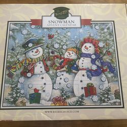 Wood Snowman Family Advent Calendar 