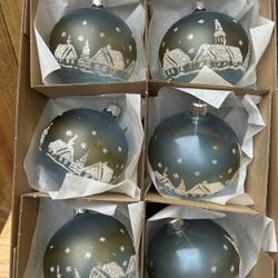 Brand New (Made In Poland) Glass Ornaments Set/Boxed (6)