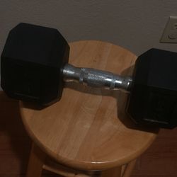 35 Lbs Dumbbell Rubber Coated Hex Solid Steel Handle Workout Weight 
