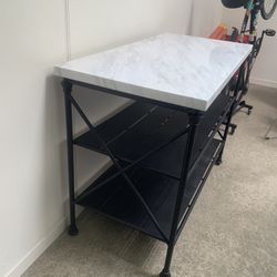 Metal Faux Marble Kitchen Island