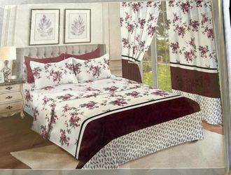 Floral Bedding Set with Curtains