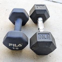 One 20 lb weight and one 15 lb weight
