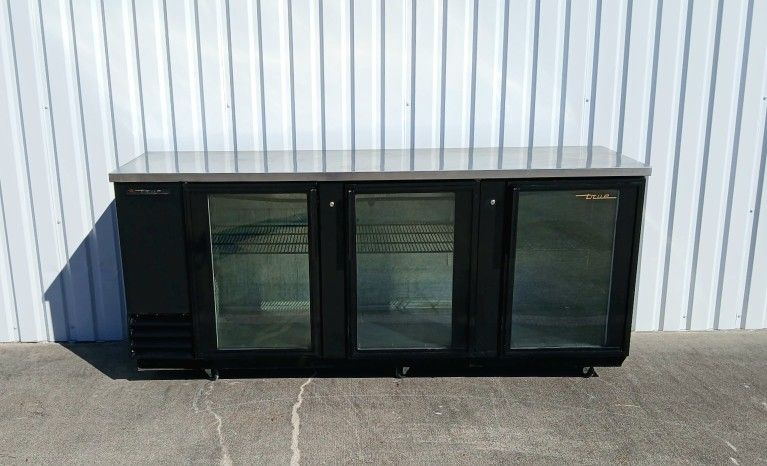 True 90" 3-Section Glass-Door Back Bar Commercial Cooler Refrigerator Fridge