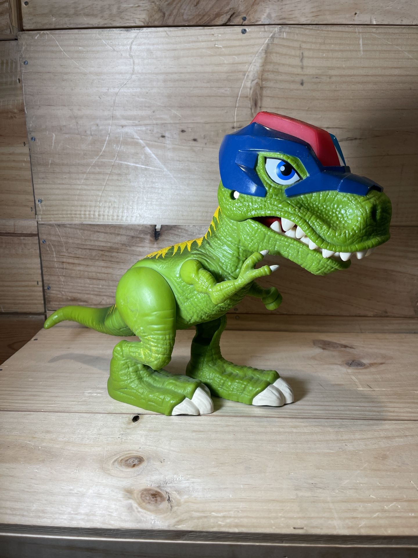 Hasbro Playskool Chomp Squad Trex Light Up Police Helmet Toy Dinosaur Cop Blue