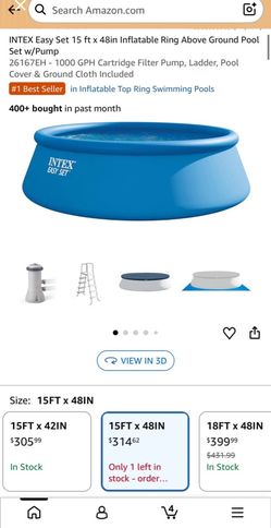 Intex Easy Set 15ft x 48in Inflatable Above Ground Pool