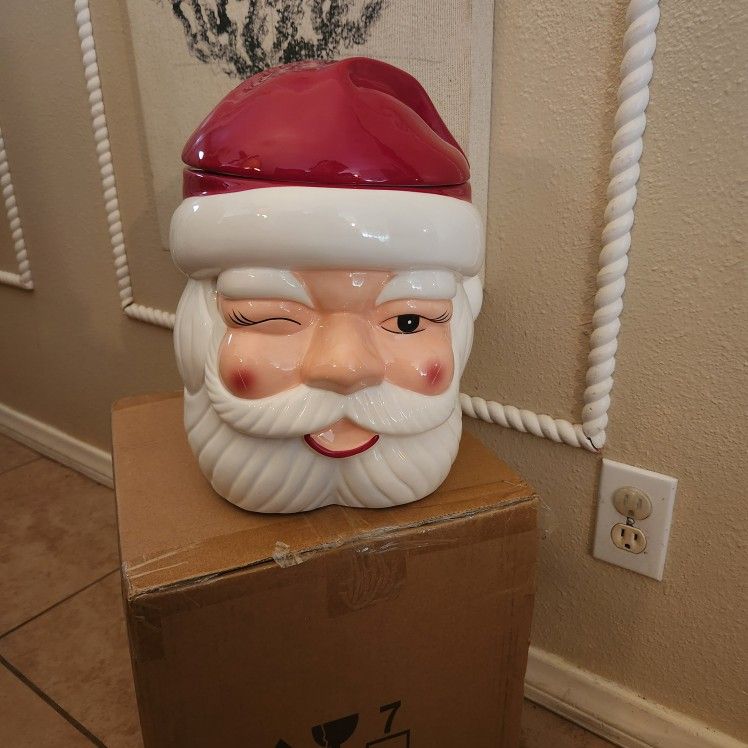 NEW Pottery Barn Cheeky Santa Cookie Jar Christmas