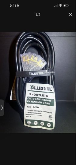 Indoor outdoor Extension cord 25 feet 12 gauge