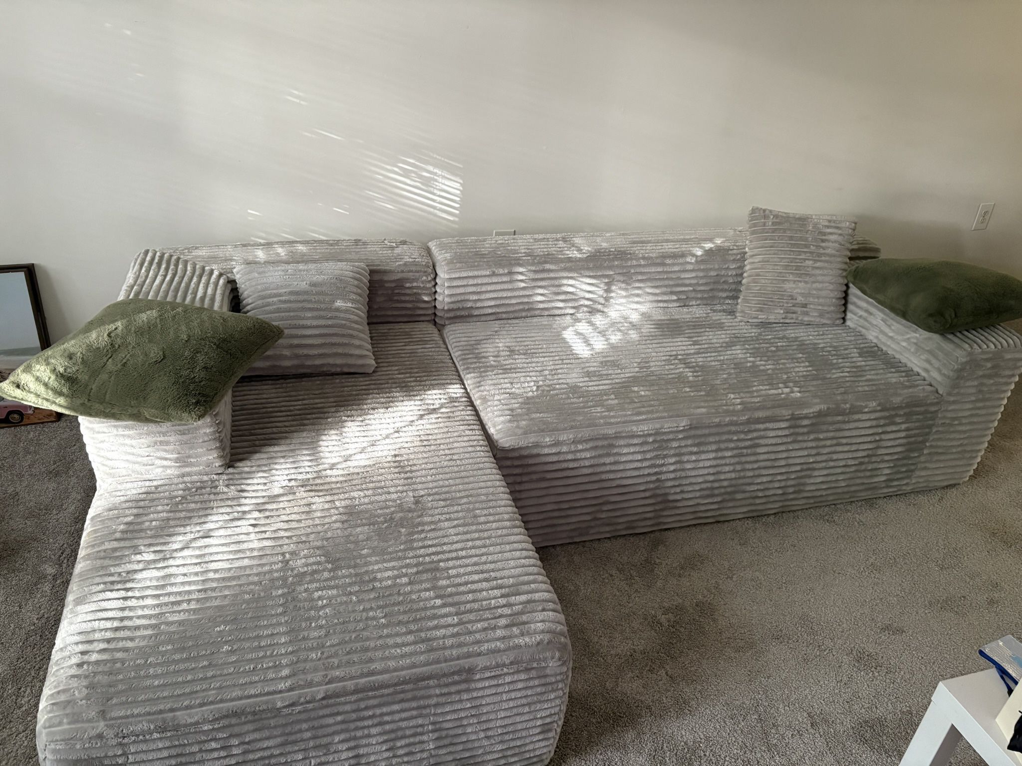 107" L-Shaped Cloud Couch with Pillows