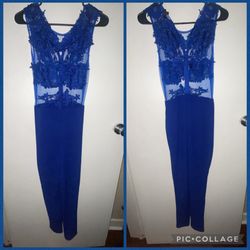 Blue Lace Jumpsuit