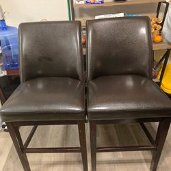 Two Brown Bar Chairs