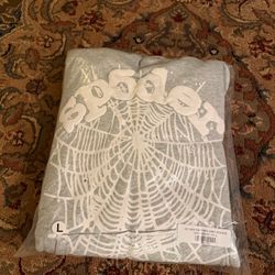 Sp5der OG Web Hoodie Heather Grey - Size L - Brand New