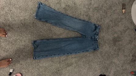 Blue Wash Wide Leg Denim Jeans