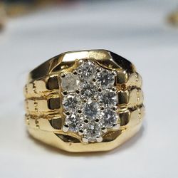 14k Yellow Gold Diamond Designer Ring 0.5ctw 0.7 ctw Ring Size 6.5