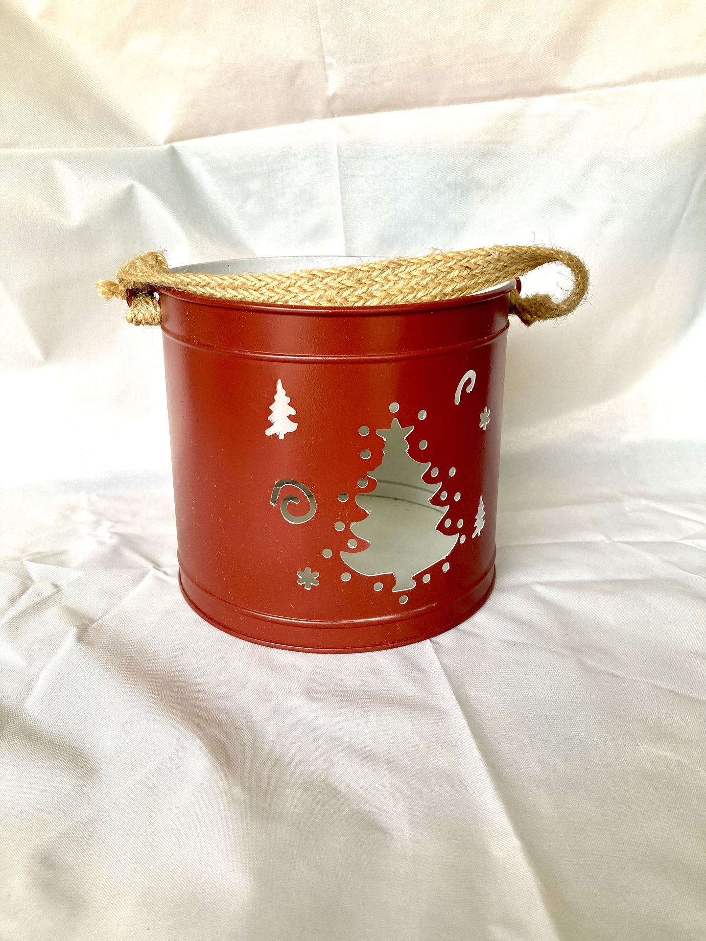 Red Tin Christmas Candle Lantern