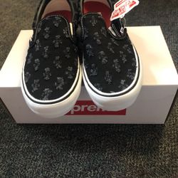 Supreme Vans Slip-On Supreme Hole Punch Denim Black Size 10