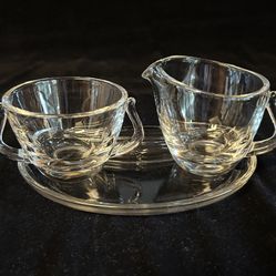 Fostoria Seascape MCM Cream, Sugar, & Tray