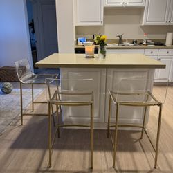 Sasha Clear Arylic Transparent seat Modern Stool Lucite Stool (set of 3) - Polished/Gold  Share