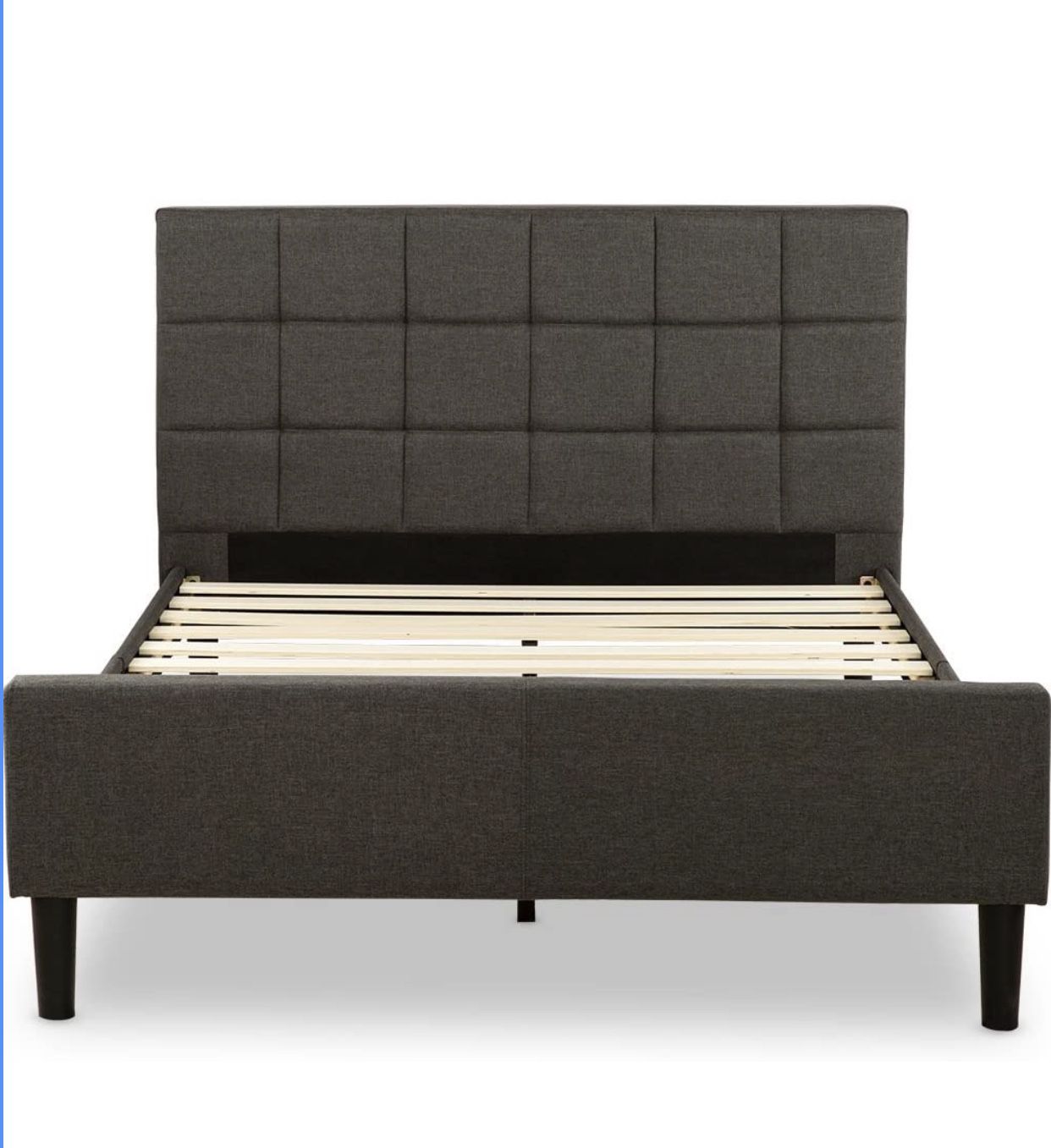 Zinus Lottie Upholstered Platform Grey Bed Frame with Footboard | FSPBF-F Model | Full