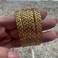 Gold Plated Bangles, 4Pair For $30