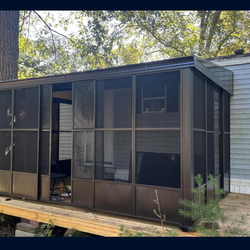 12x14FT All Season Sunroom, Outdoor Permanent Wall Mounted Solarium with Detachable Polycarbonate Windows, Aluminum Lean to Gazebo Sun Room with 2 Loc