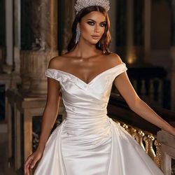 Wedding Dresses Ball Gown for Bride Lace Appliques Tulle Beach Bridal Gowns with Train 