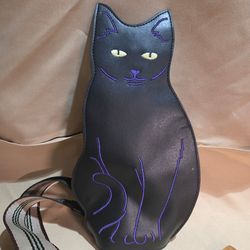 Black Cat Crossbody Purse Bag w/Adjustable Shoulder Strap Zipper Halloween