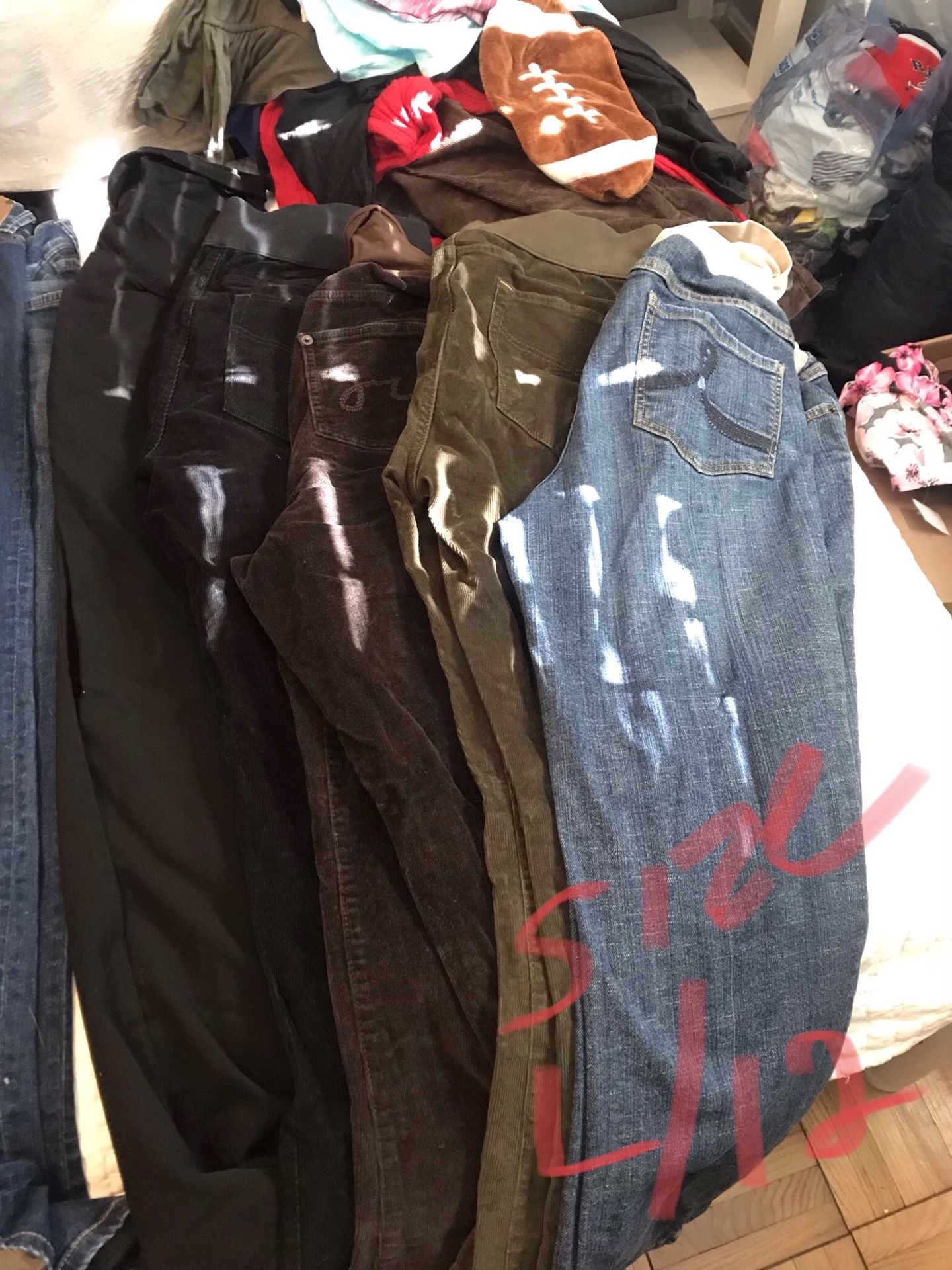 Assorted maternity clothes