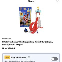 BRAND NEW! PAW Patrol: Rescue Wheels Super Loop Tower HQ with Lights, Sounds, Vehicle & Figure