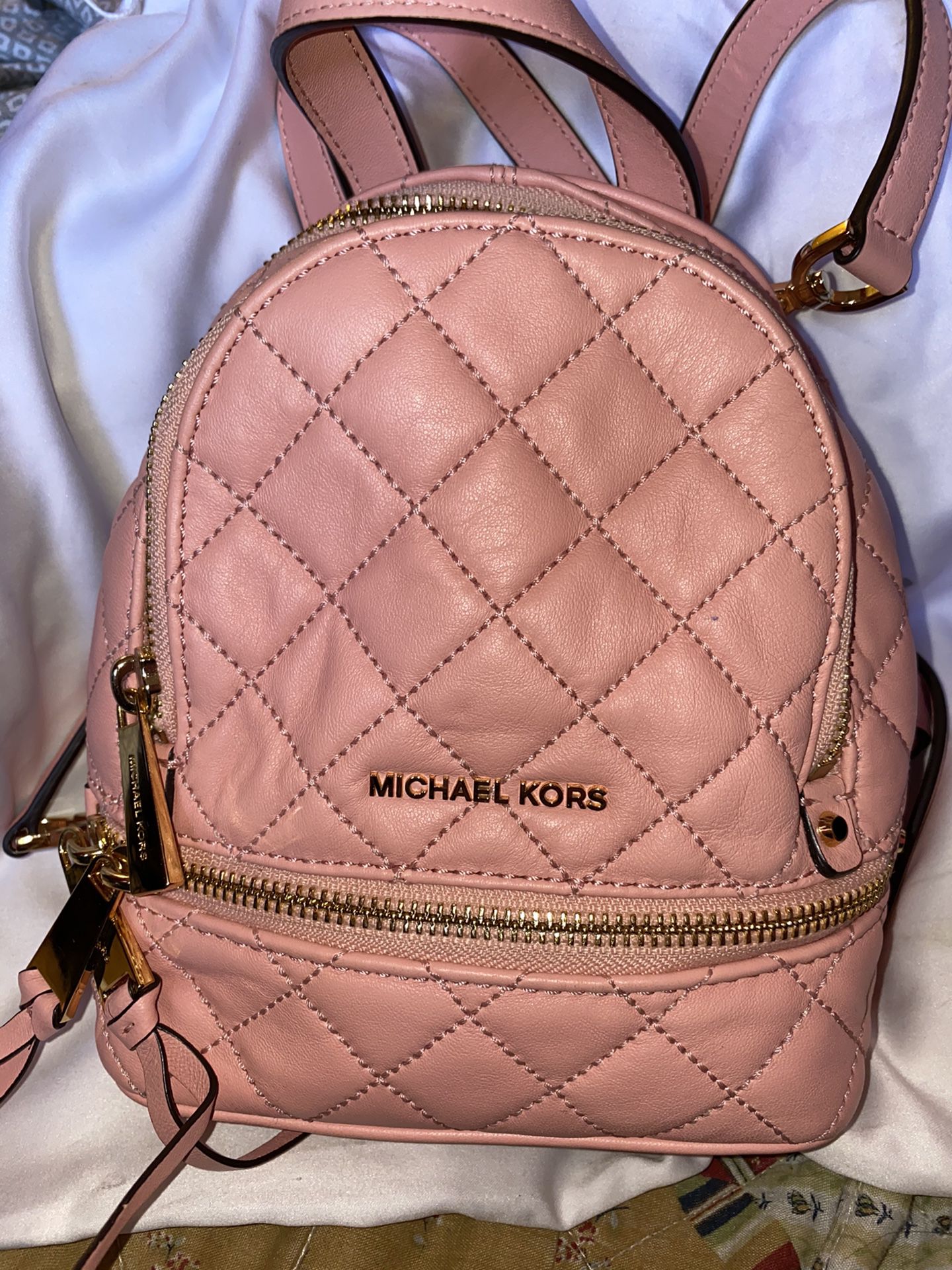 Michael Kors pink leather mini backpack