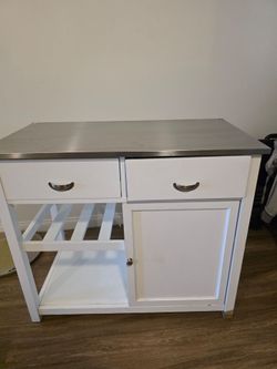 White Kitchen Island Buffet Server / Wine Bar Console