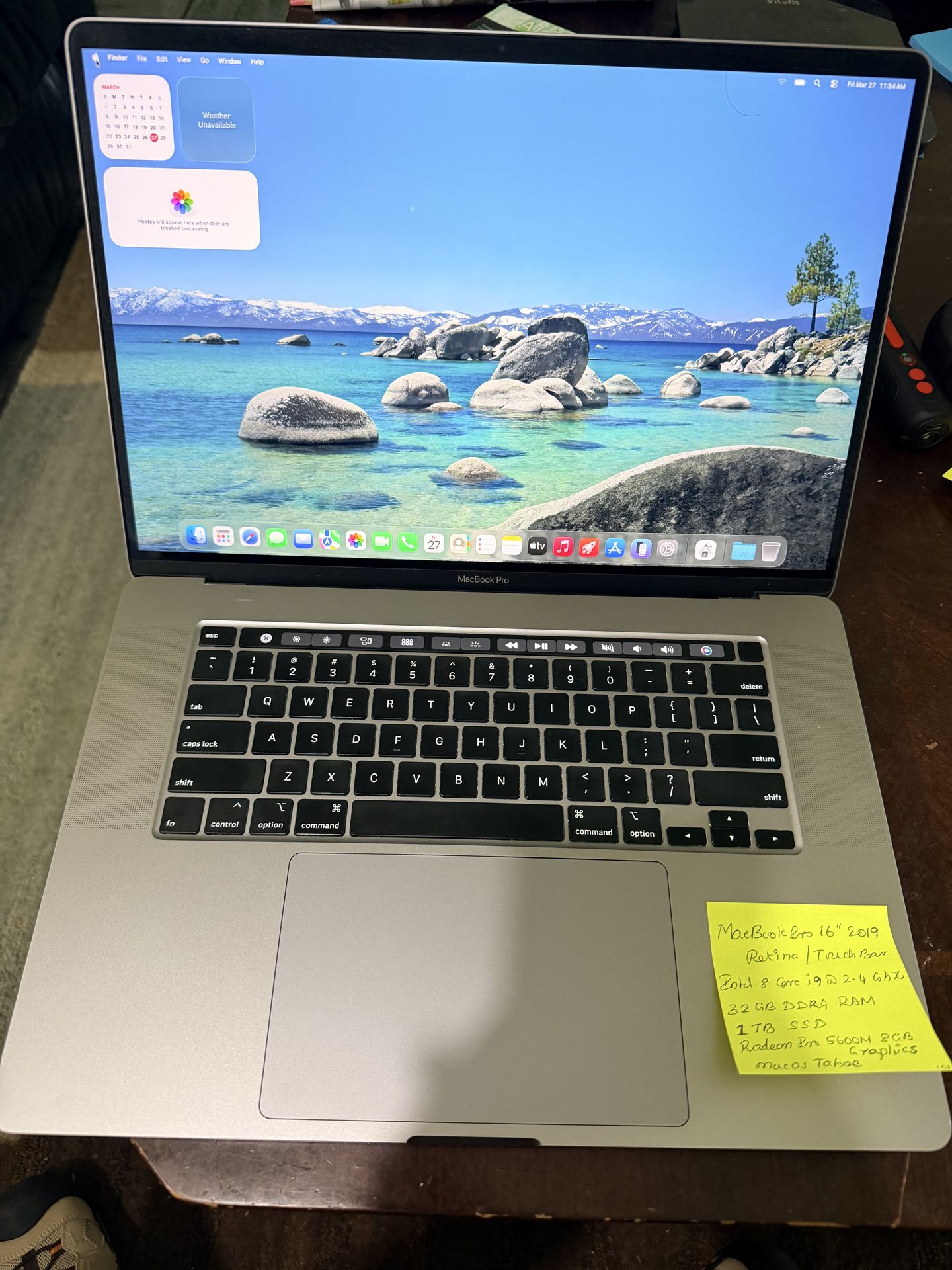 MacBook Pro 2019 16” Touch Bar Retina Intel 8 Core i9@ 2.4GHz, 32GB DDR4 Ram, 1TB SSD, Radeon Pro 5600M 8GB Graphics, latest macOS Tahoe. Microsoft O