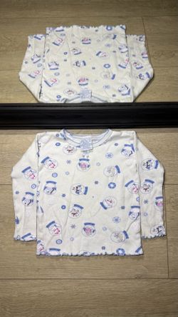 Vintage The Children’s Place Toddlers  Christmas Snowflake Ripped & Bow All Over Print Long Sleeve