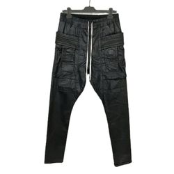 Rick Owens Black Waxed Cargo Pants