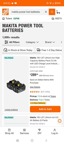 Makita 18V LXT 5.0Ah Battery Pack 2-Pack
