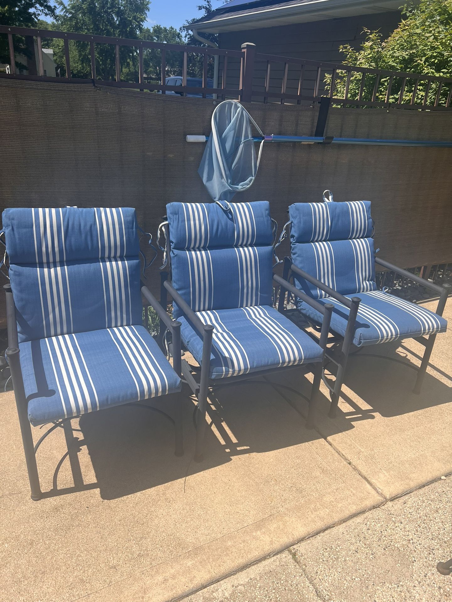 3 Hampton Bay Chairs with New Cushions 