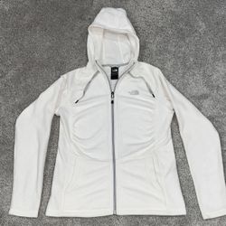 The North Face Women’s Size Petite Medium Full Zip Up Hoodie Hooded White Fleece