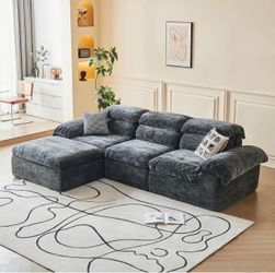 Brand New Dark Gray Chenille L-Shaped Sectional Sofa